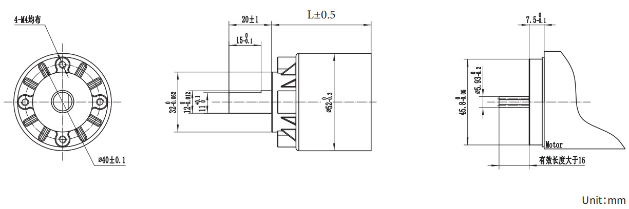 PG52A-ZA-HT 52mm Dia Durable Zinc Alloy Planetary Reducer Gearbox Helix Teeth