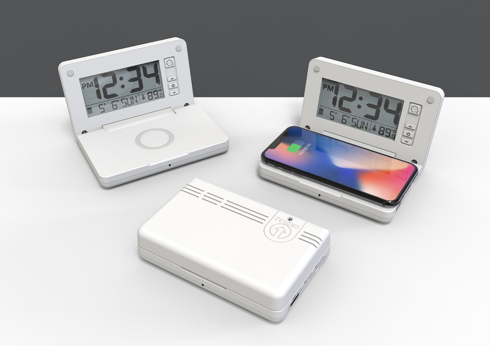 Qi Mobile Phone Wireless Charger With Thermometer Desktop Electric LCD Alarm Clock