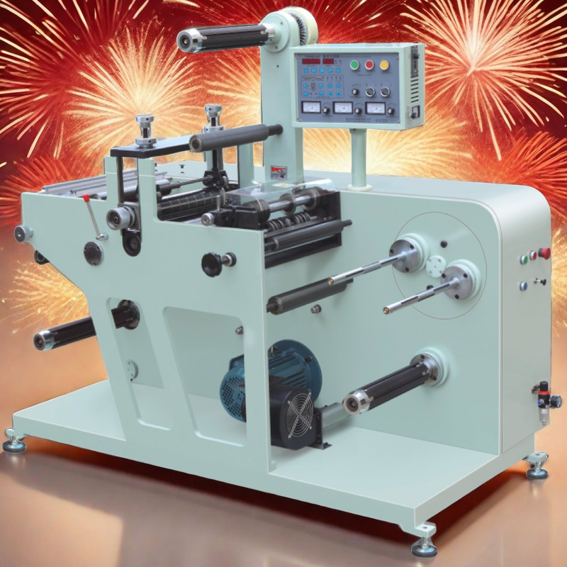 FULL ROTARY BLANK LABEL DIE CUTTING MACHINE WITH SLITTER TURRET REWINDING BLANK ADHESIVE LABEL MATERIAL LAMINATING
