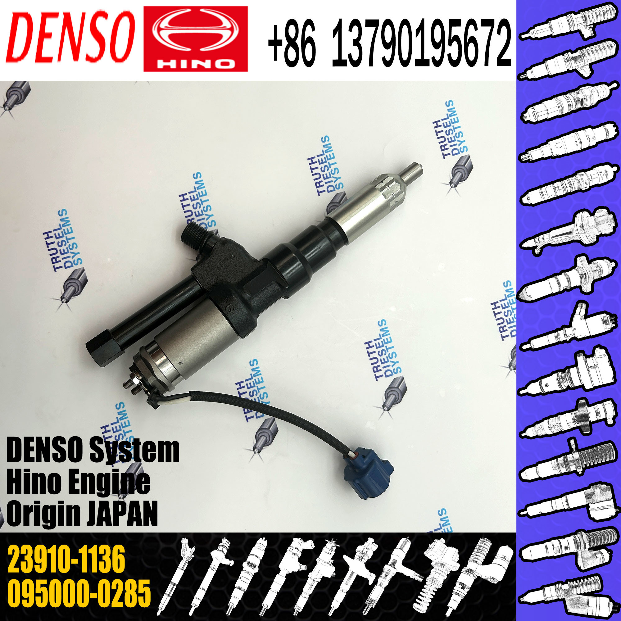 Fuel Injector 095000-0285 Common Rail Fuel Injector 23910-1136 23910-1135 For HINO