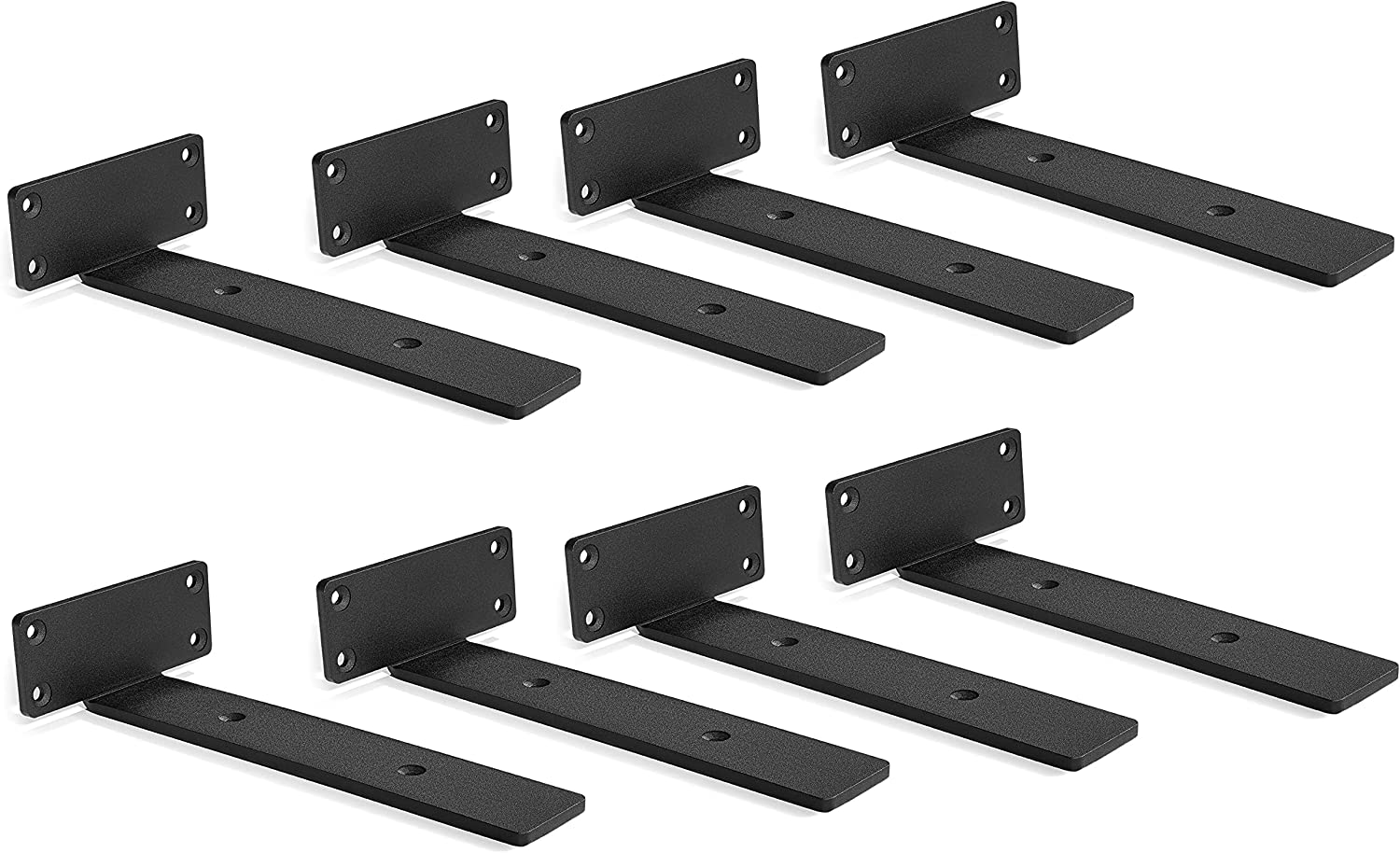 8 Inch Black Metal L Brackets Hidden Brackets for Floating Wood Shelves Tolerance 0.02