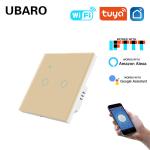 EU 86 Type 2Gang Tempered Glass Smart WI-FI Switch Control Compatible with Voice