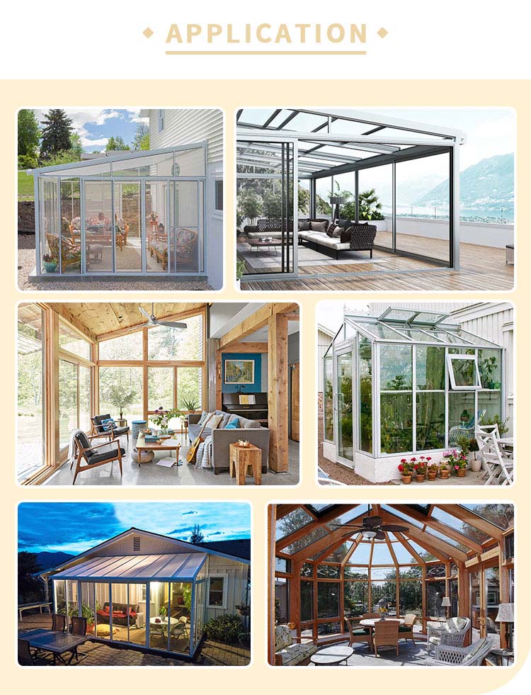 Smooth Finished Customized Size Double Triple Tempered Glazed Solarium Glass Sunrooms
