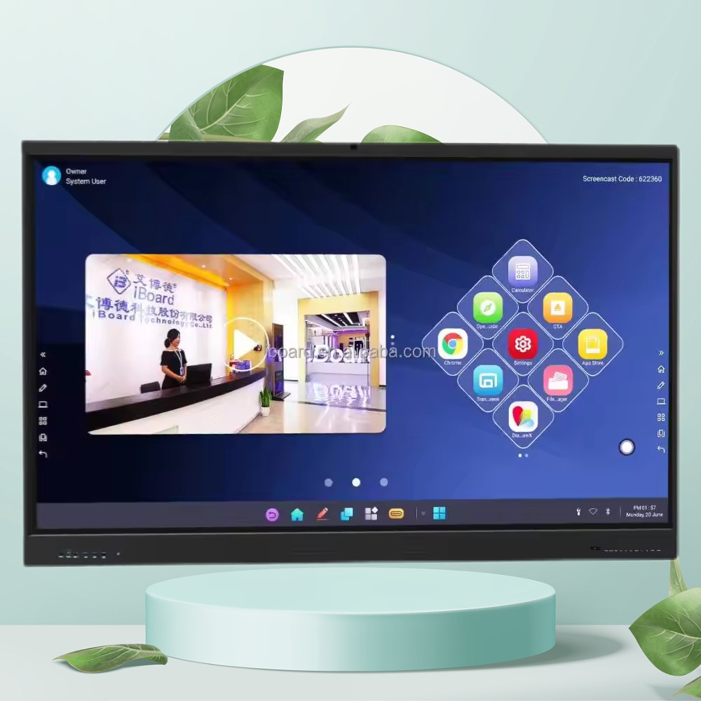 iBoard Factory Android 14 8+128G Interactive Flat Panel With High Contrast 1200:1 And Cursor Speed 100 Dot/S 20 Touch Point Supported With Screen