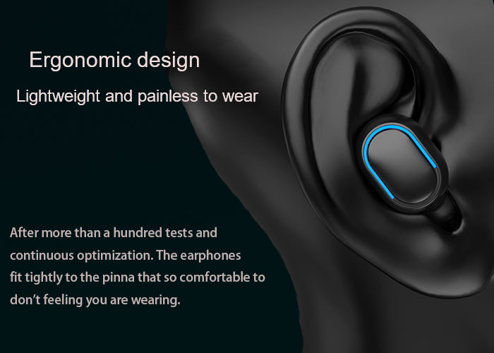 3.7V 1800mAh Charging Case Bluetooth Earphones For Running 9D HIFI