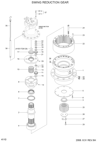 SWING REDUCTION GEAR Hyundai HCE Parts scheme diagram