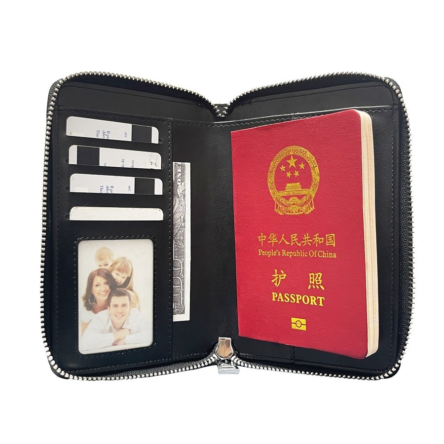 Big Capacity Leather Zippered Multi Compartment Travel Document Organizer Wallet For Sublimation Photos Printing