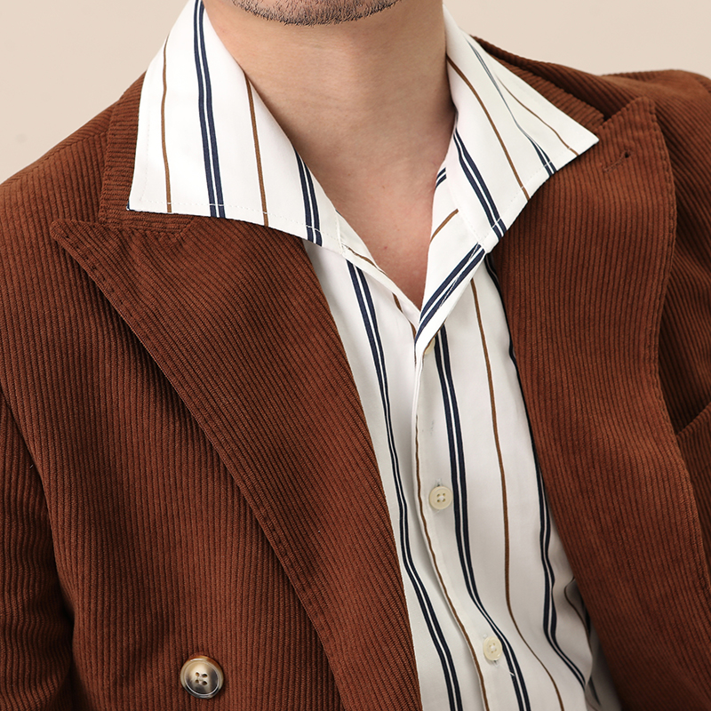 Weaving method woven Winter Thick Corduroy Italian Peaked Lapel Suit for Men's Gentry