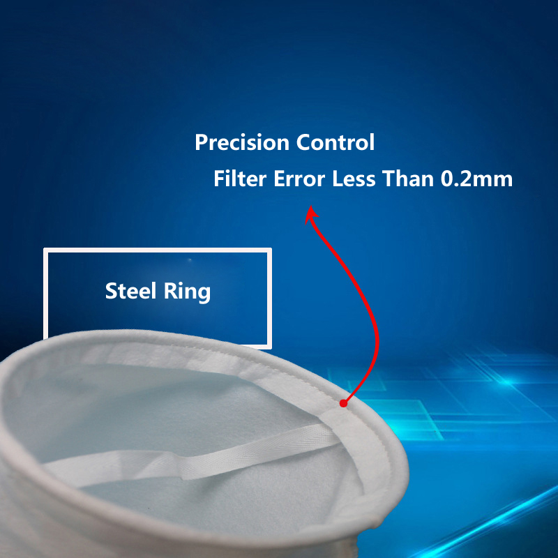 PP 1kg 150*550mm 200 Micron 6 Inch Ring Pre Filter Bag for Water Treatment Filtration
