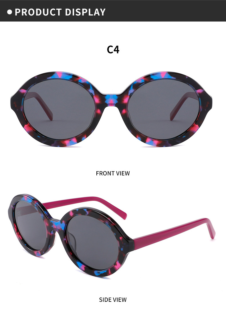 Circle UV Rays Protection Glasses CE Acetate Unisex Shades UVA UVB Blocking