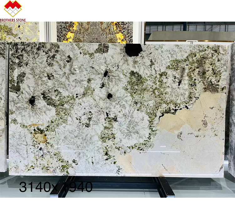 Brazilian Splendor White Quartzite Stone Big Slab 18mm Thickness for Villas and Hotels