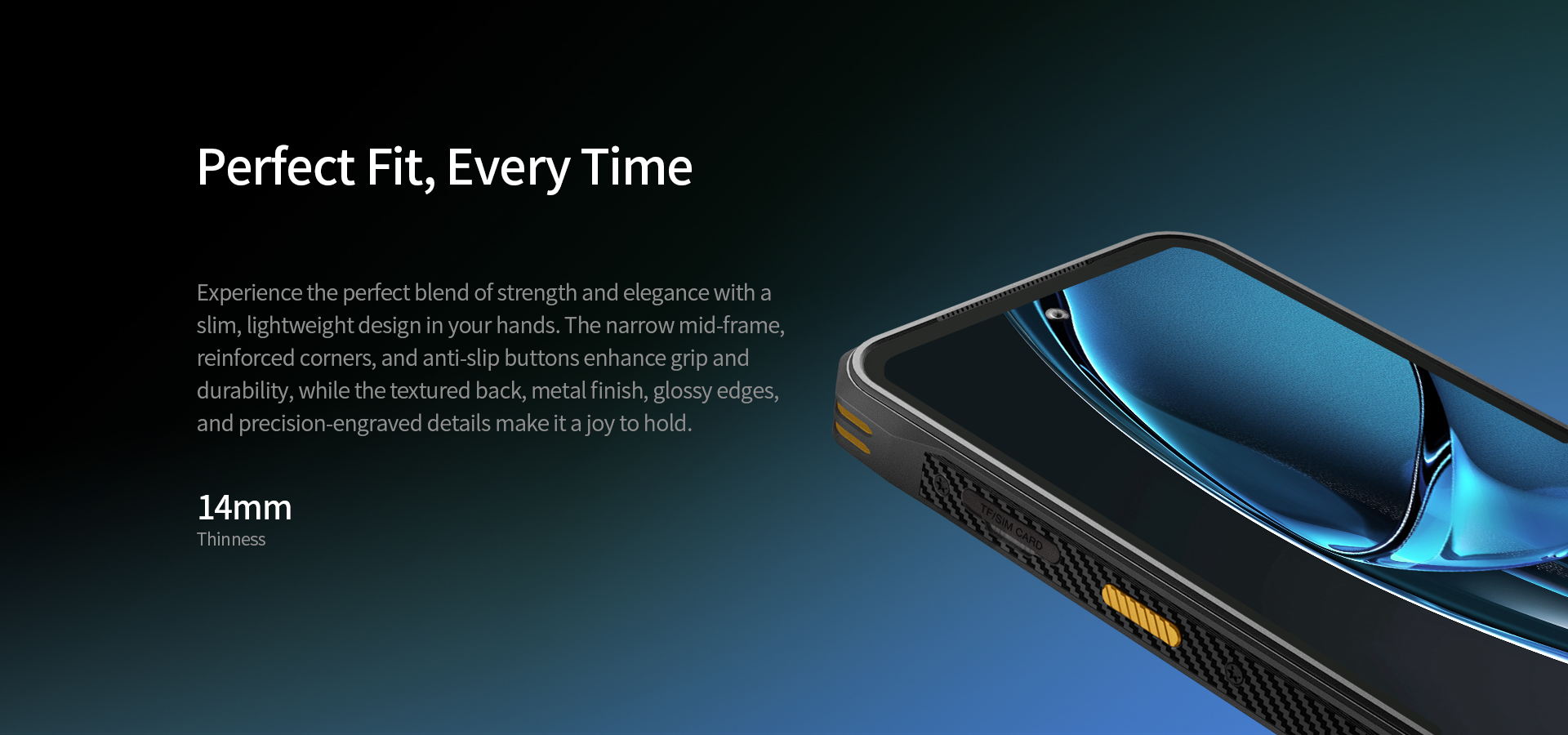 IP68 Rugged 6.5inch Black Android Mobile Phone with 14 GMS NFC Triple Camera Fast Charging