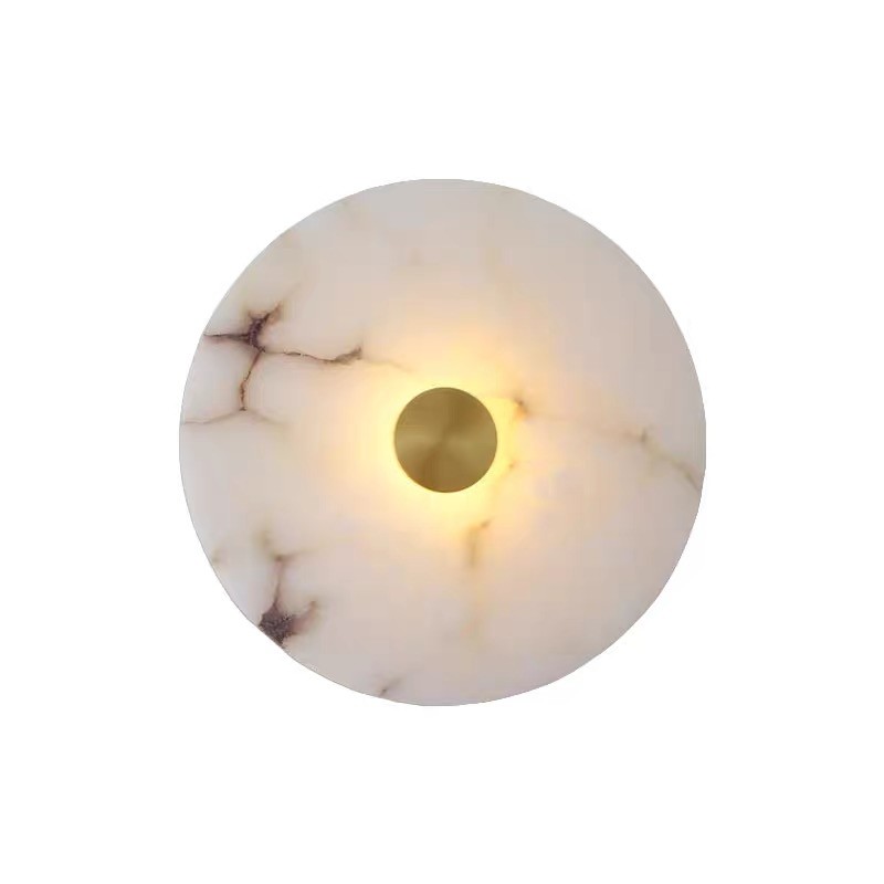 Yellow stone white marble led round and long and plating gold wall lamp for project
