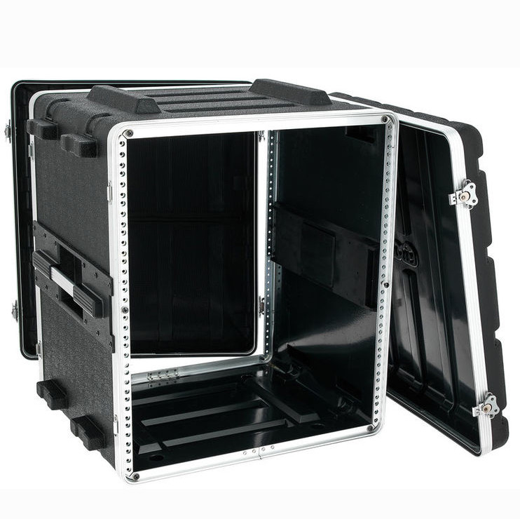 17" Depth ABS Dj Rolling 12u Rack Case 19" Black 2 Carry Handles