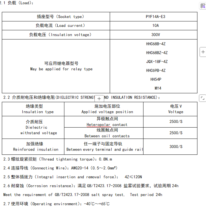 NNC Relay Socket PYF14A-E3 Series applied for HHC68B/MY4/JQX-18F/HH54P Relay