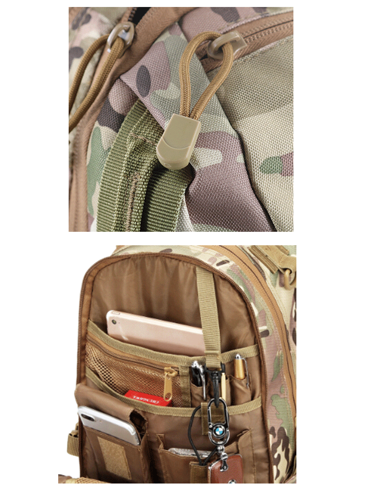 Multicolor Waterproof Backpack With Molle System For Unisex Outdoor Training And Hiking