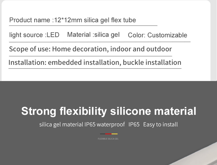 Silica gel IP67 12*12mm Flexible Silicone Flex Tube 12VDC