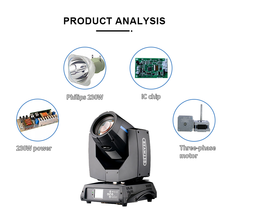 ATG 230W 7R Sharpy Beam Moving Head Light / 16 Control Channels / 14 Colors White Light
