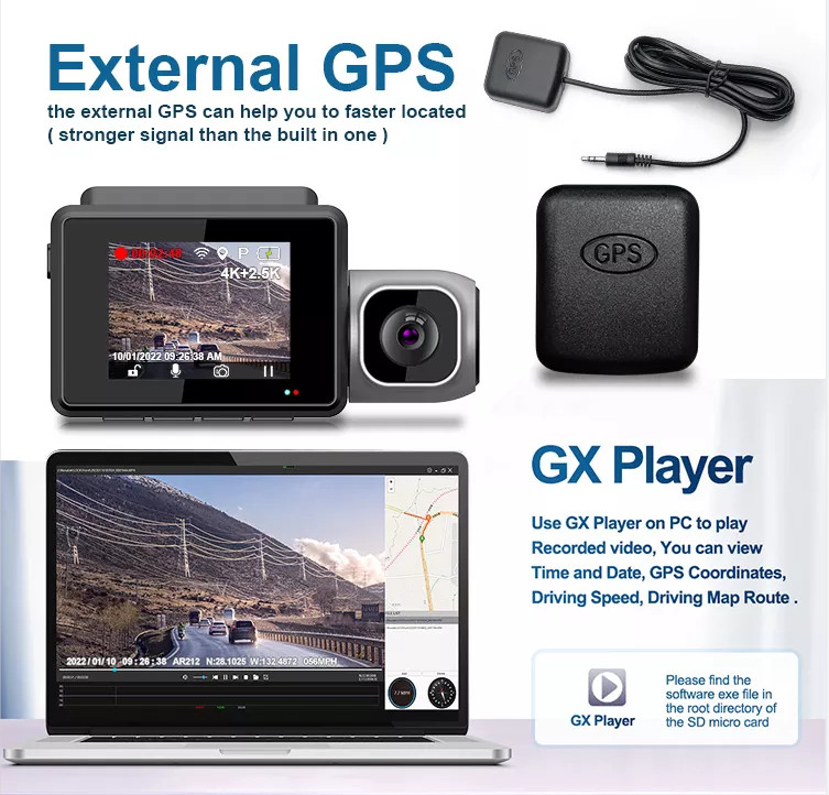 3 Lens Front Rear GPS Android Car DVR Camera Wifi Mirror 128GB 4k ODM