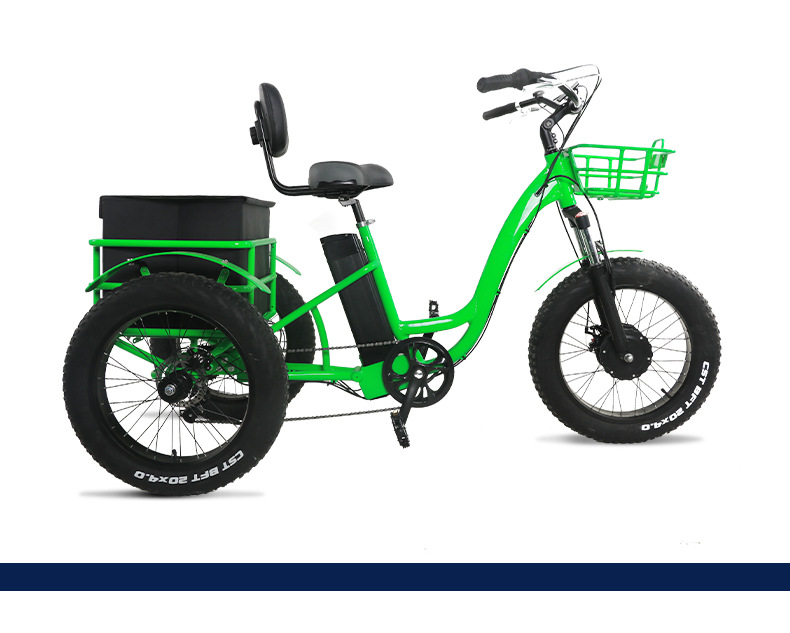 20 Inch Fat Tire 3 Wheel Electric Tricycle Long Range With 48V 350W 1000W Motor
