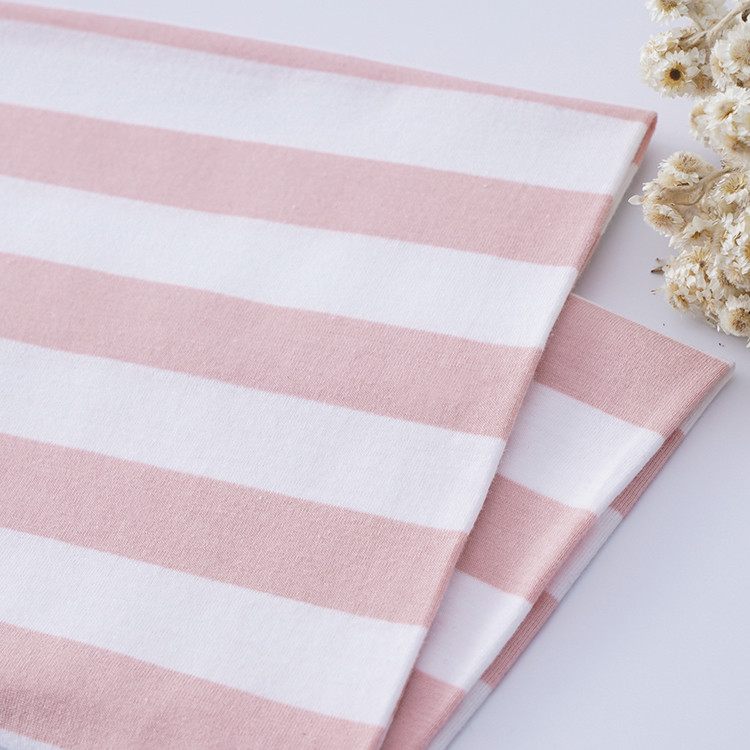 Pure Cotton Breathable Jersey Absorbent Striped Material Fabric For T Shirt