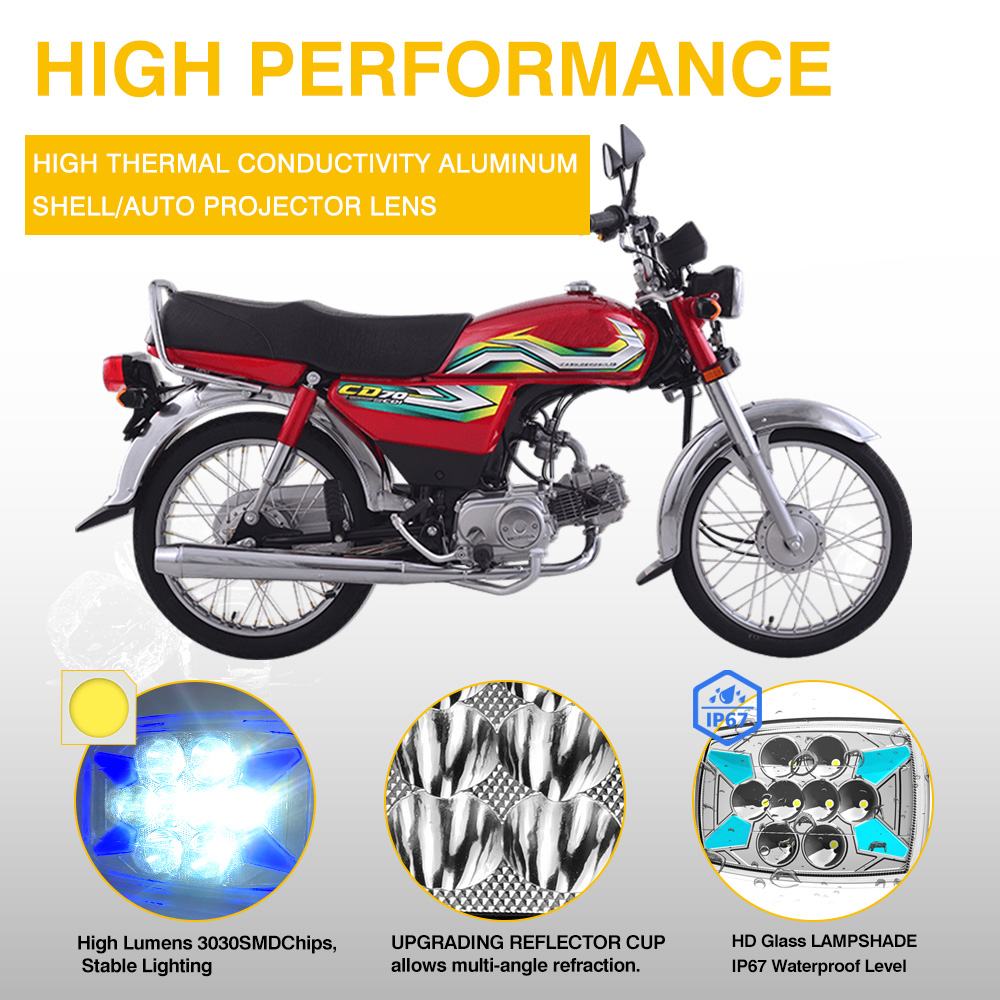 6LED Lo beam and 8 LED Hi beam LED Headlight for CD70 CG125 70cc from YAYE Motorcycle