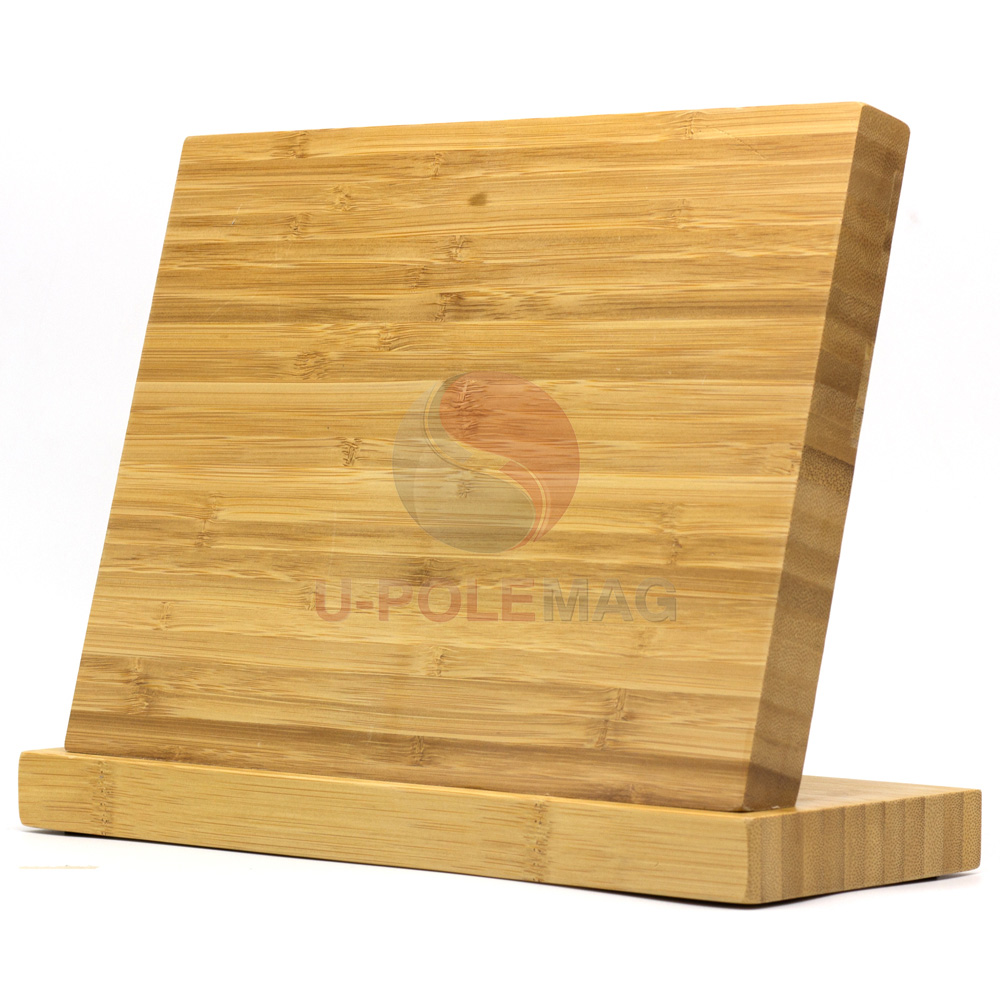 ISO9001 2000 System Natural Bamboo Wood Magnetic Knife Block Holder Customized Design