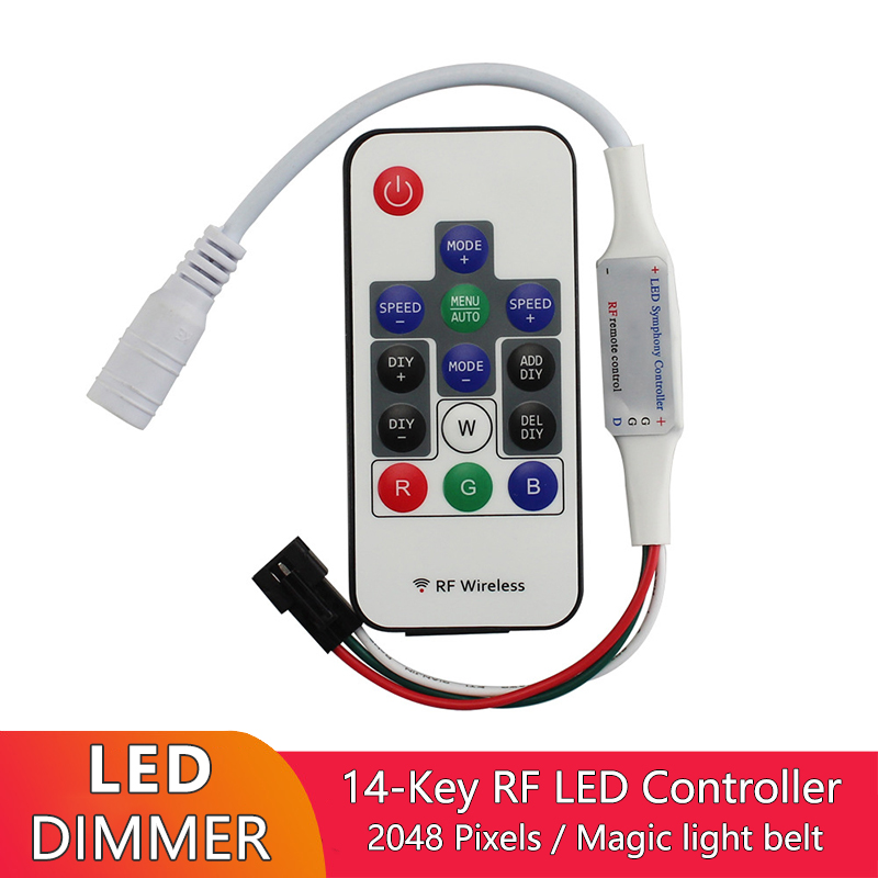 WS2811 Pixel LED Strip Controller DC 5V 12V 24V With 14 Keys RF Remote