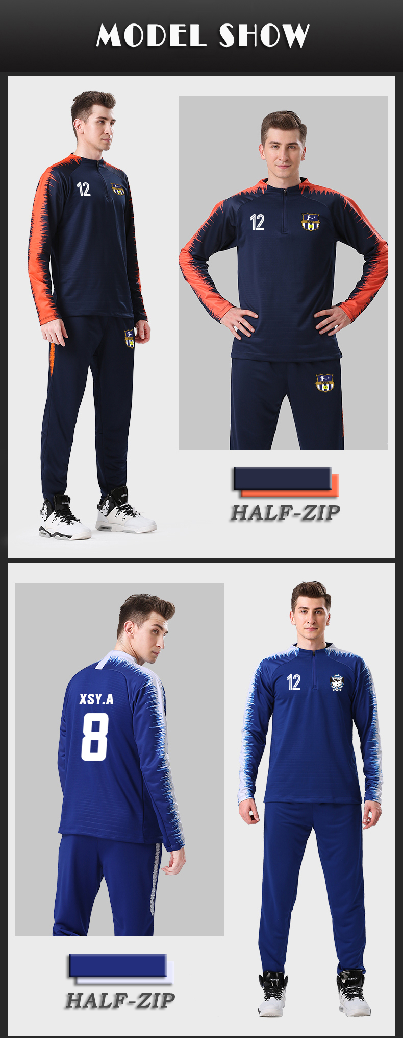 Adult football suit men autumn winter long sleeve running basketball sports coat soccer training suit custom jersey team uniform
