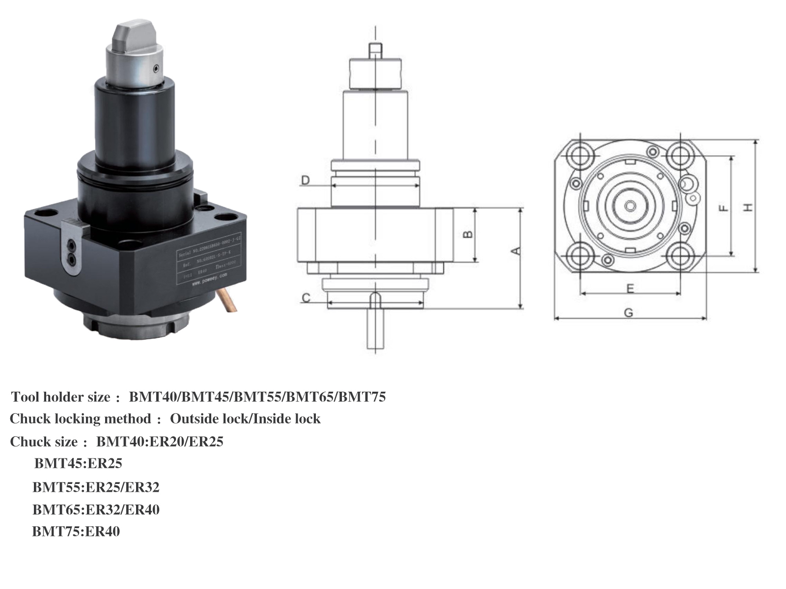 Multiangular Driven Tool Holder With External Locking Chuck Clamping Method