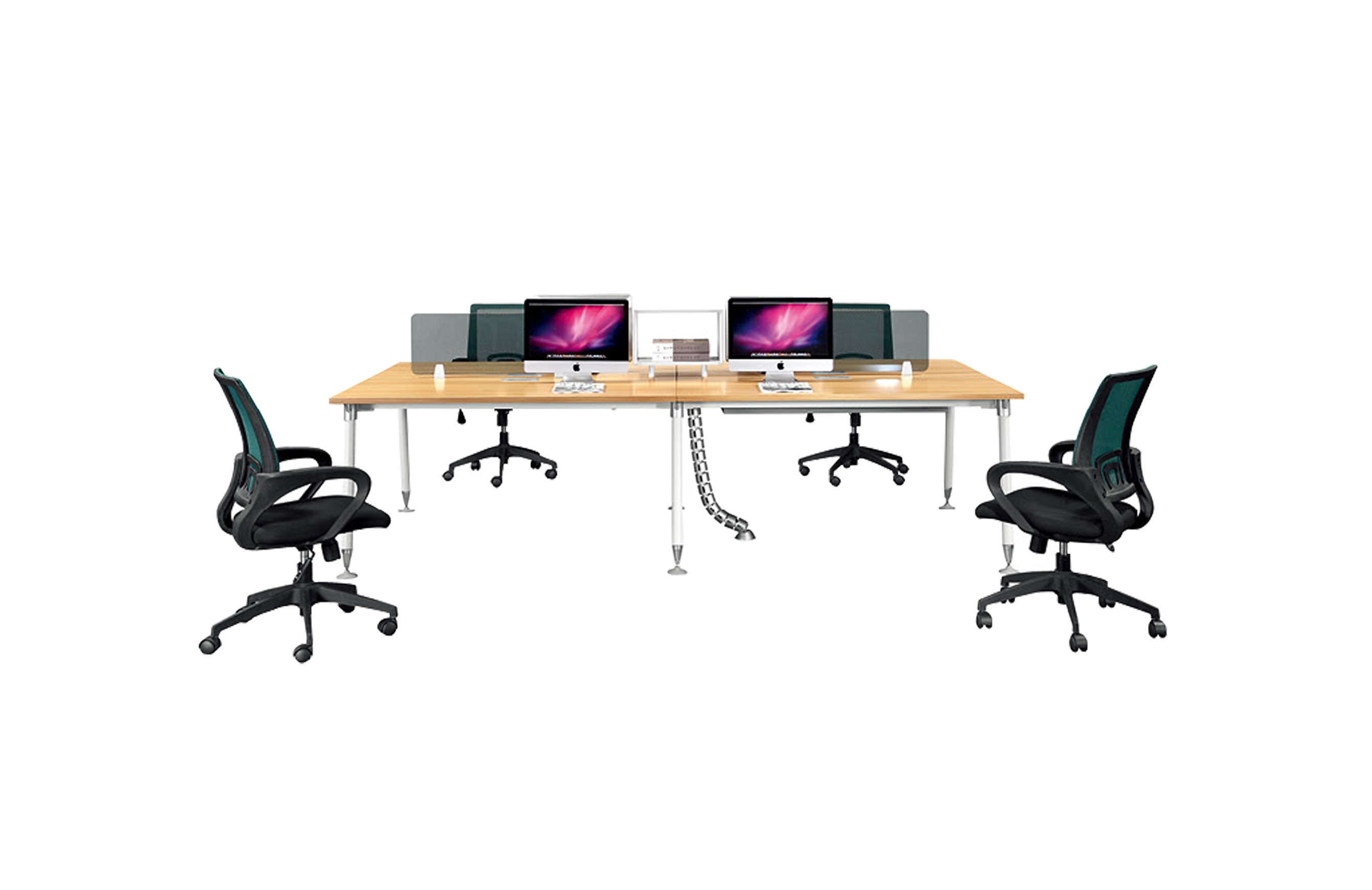 Modular Modern Office Workstations 4 Seater Design With Stainless Steel Metal Frame