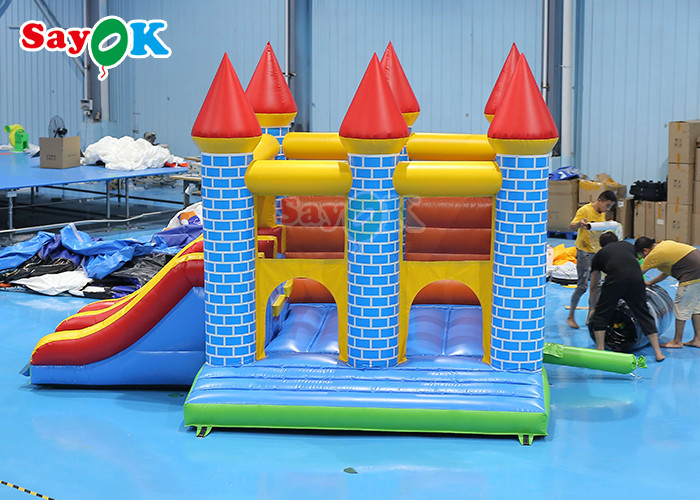 Colorful Inflatable Bouncer House Water Slide Combo Commercial Bouncy Castle