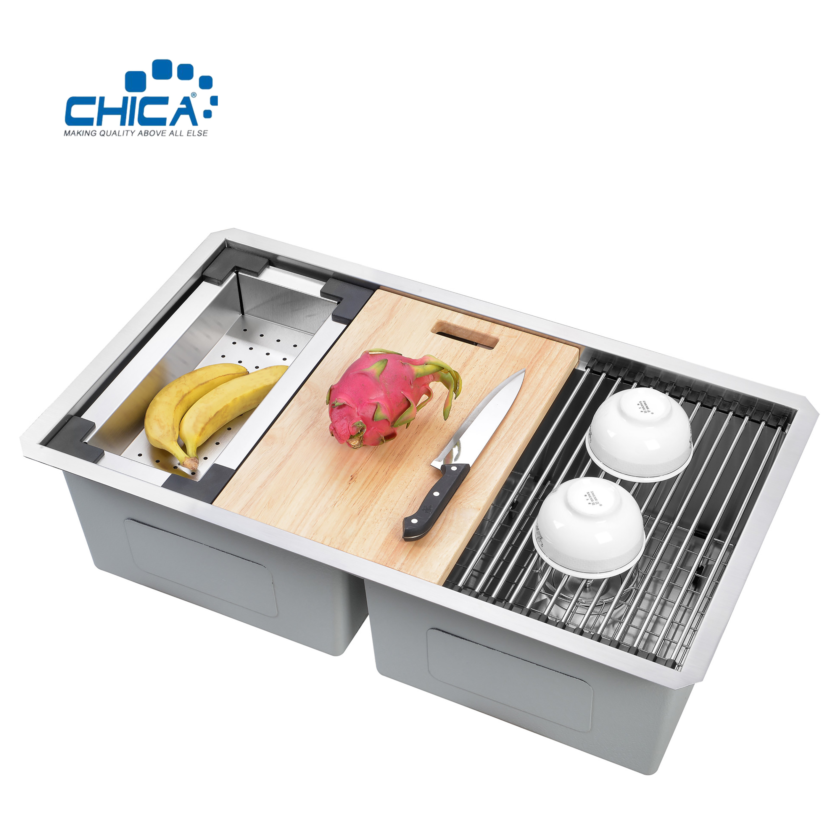 quality control procedure double bowl 32.75x19x10 18 gauge stainless steel kitchen sink