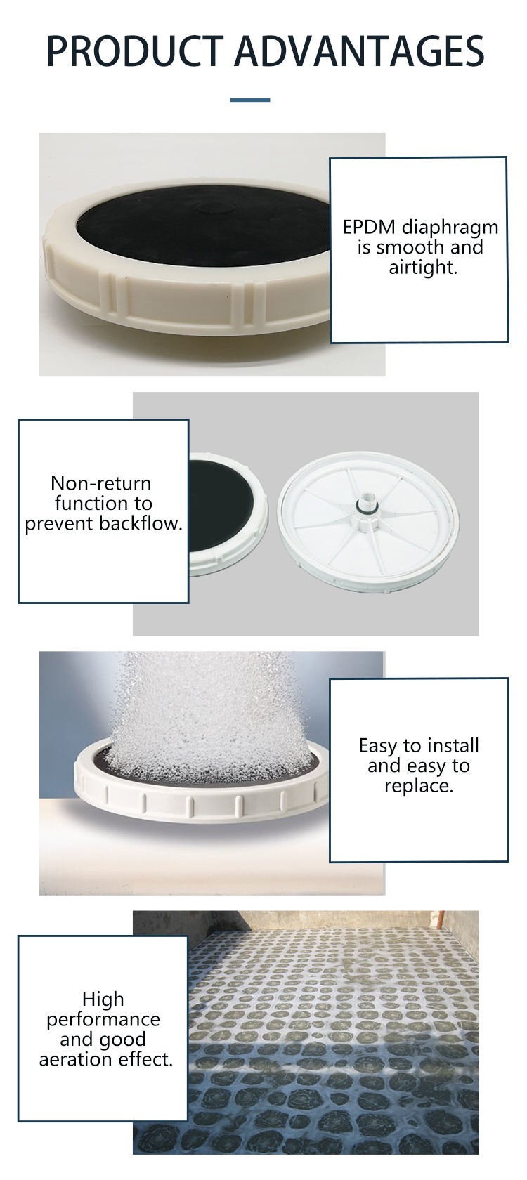 High Oxygen Epdm Nano Micro Aeration Membrane Air Fine Bubble Disc Diffuser For Oxygen