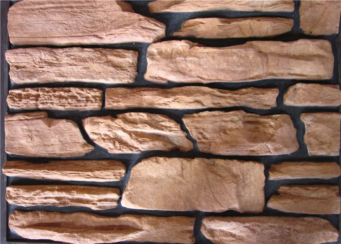 Thick Cement Artificial Wall Stone For Outside Garden Steam - Cured