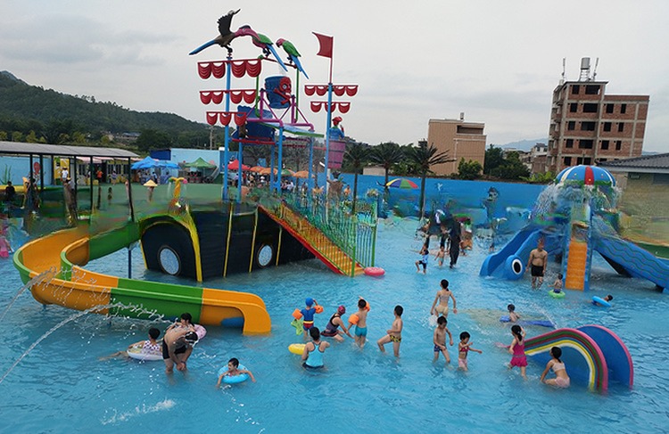 Kids Amusement Aqua Park Playground with Fiberglass Water Slide