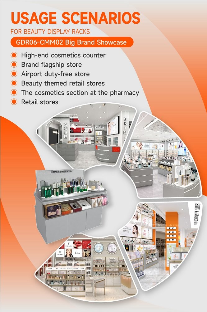 GDR06-CMM02 Beauty Display Stand with Optimized Display Space and Luxurious Style for Fashion Boutique