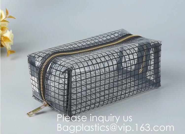 Clear Zipper Pouch with Strap Makeup Bag PVC Cosmetic Pouch,Printing Clear k Cosmetic PVC Pouch, bagease, bagplast