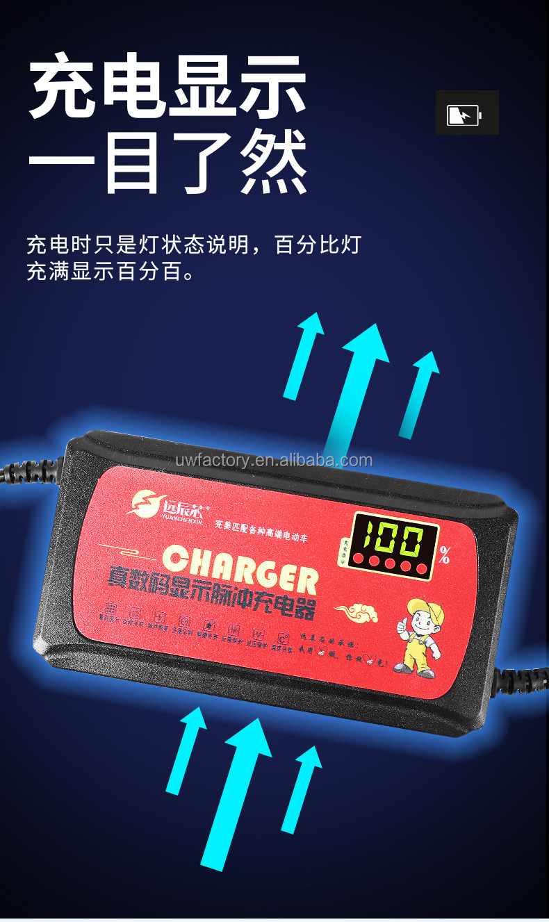 Private Mold Customized 36V 12Ah 24V 20Ah 48V 20Ah 96V 20Ah Lead Acid Dry Battery Charger for Electric Tricycle