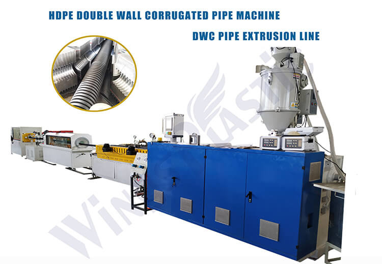 High Speed HDPE Double Wall Corrugated Pipe Production Line Plastic Extruder DWC Pipe Making Machine