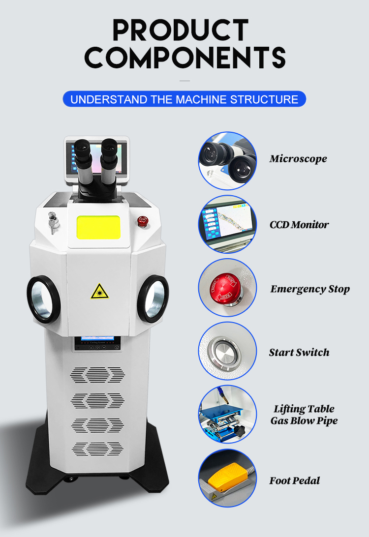 Adjustable Wavelength 2024 200w Gold Silver Jewelry Laser Welding Machine for Dental and Jewelry Spot Welding