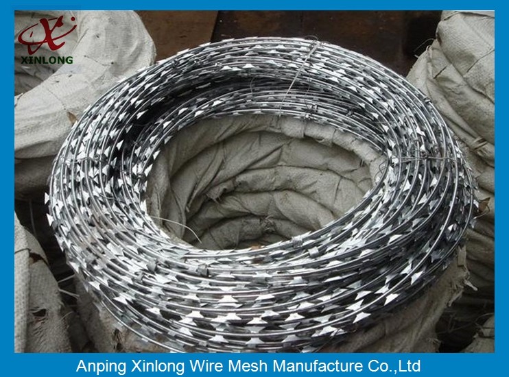Hot dipped galvanzied Concertina Razor Blade Barbed Wire Coil Diameter 500mm