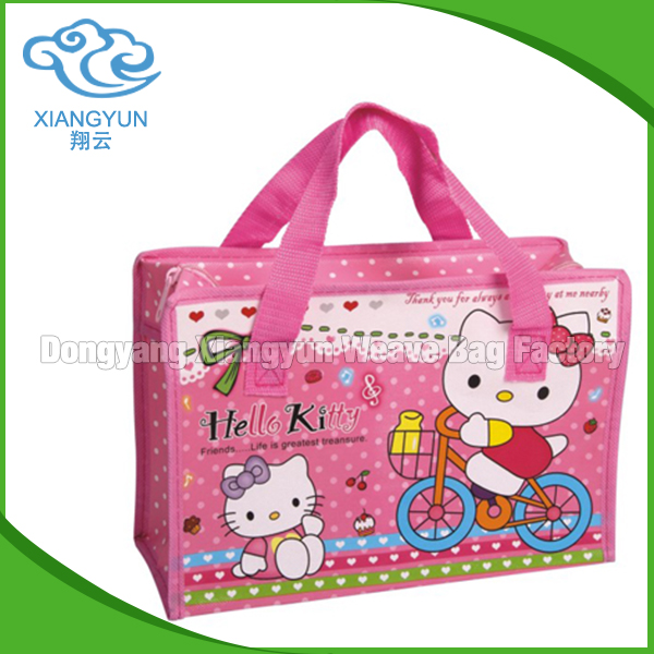 Recycle PP Woven Reusable Pink Shopping Eco Bag With Print Logo