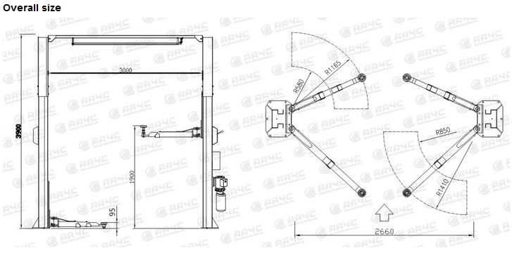 Double S heavy duty car lift, car lifting equipment AA-2PCF40SU