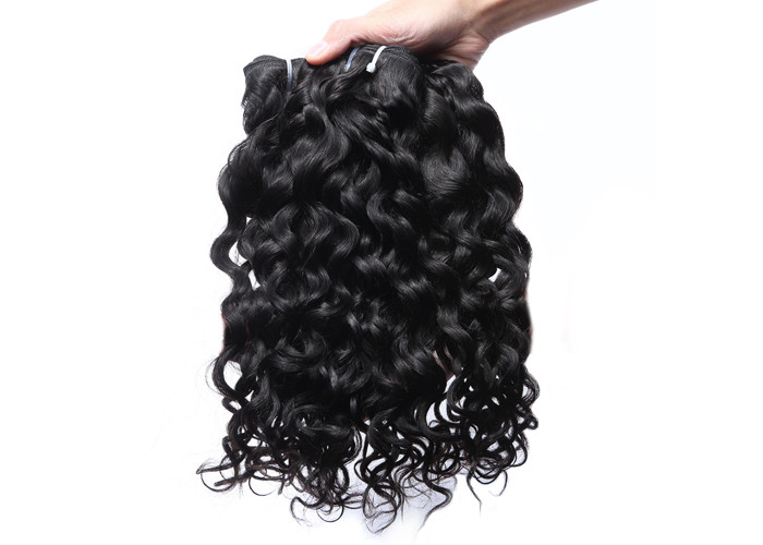 Full Tightened Water Wave Virgin Human Hair Extensions Healthy Natural Black 100G