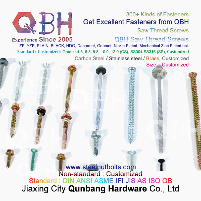 QBH Yellow Zinc Plated YZP Socket Notch CKS Countersunk Head Self Drilling Screws