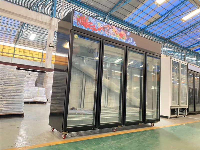 Double Doors Frozen Food Ice Cream Refrigerated Showcase Vertical Freezer