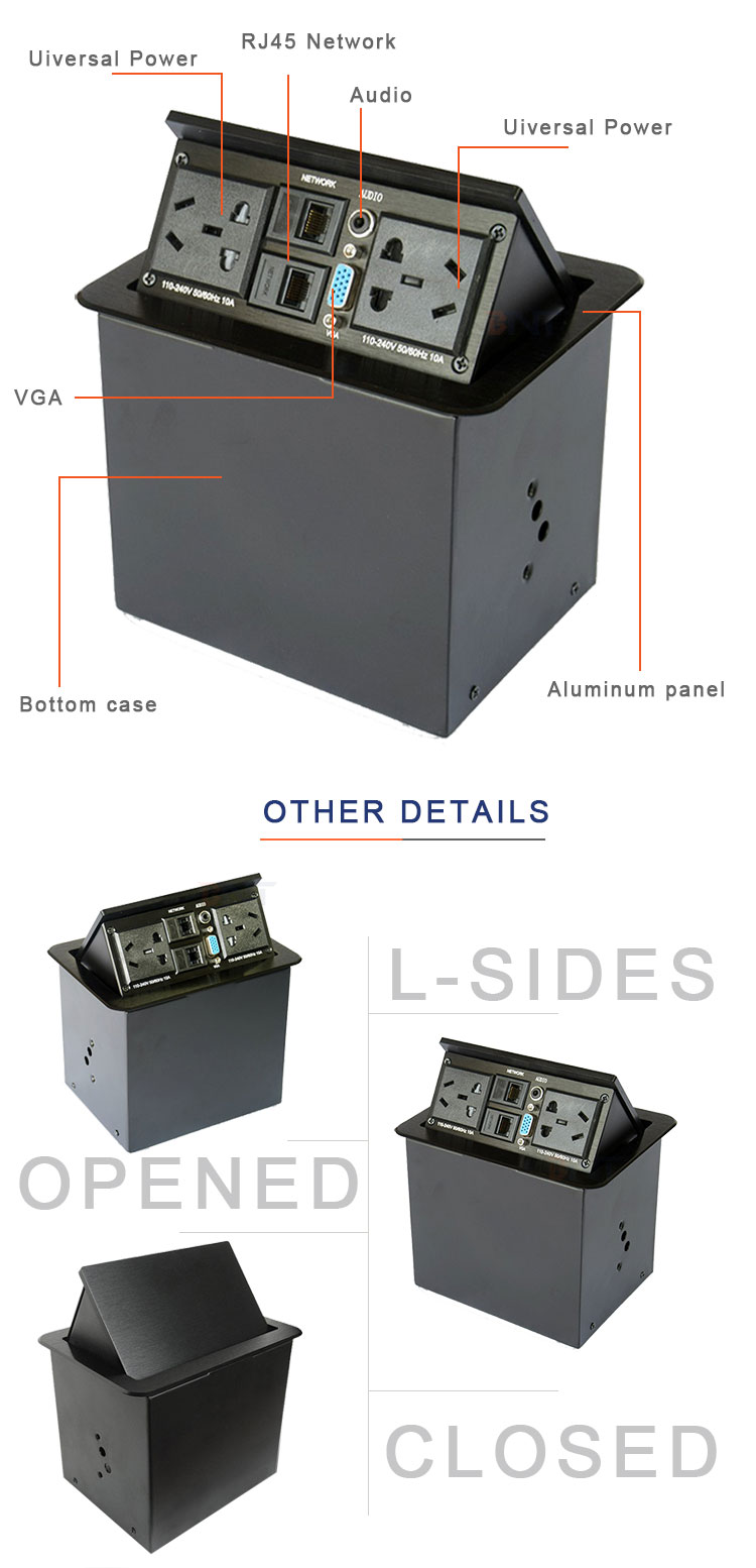 Multi-functional hydraulic gas pop up electrical socket with network port