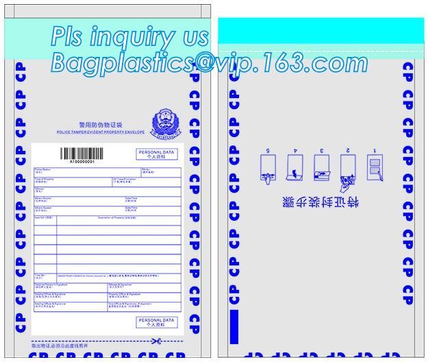 Security plastic bag with adhesive tape for cash, plastic money bag, Security Money Cash Bag For Airport/Bank and police