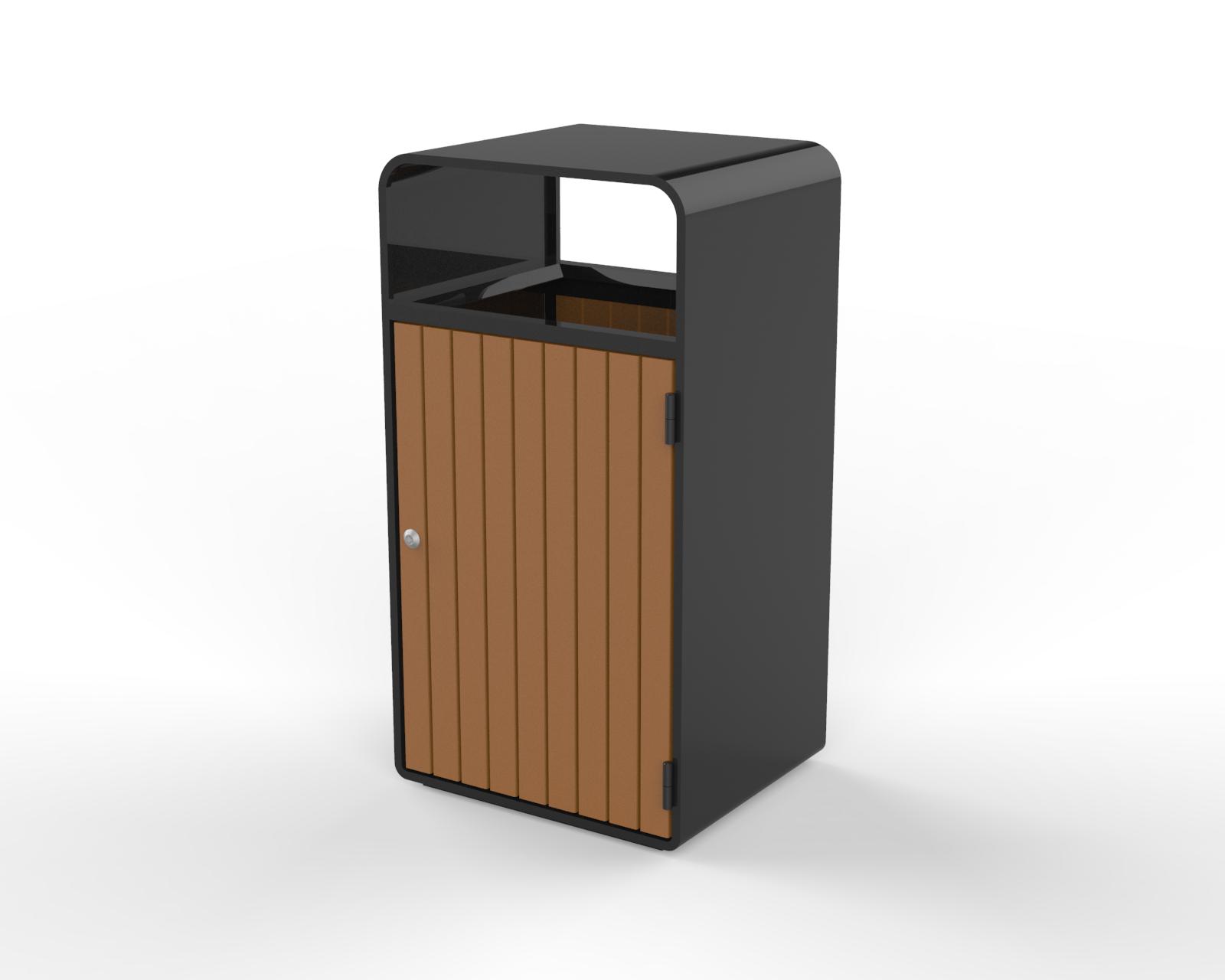 street wooden waste bin